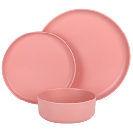 Gibson Home Canyon Crest Stackable Matte Melamine Set - Rose Red, Service for Four (12pcs)