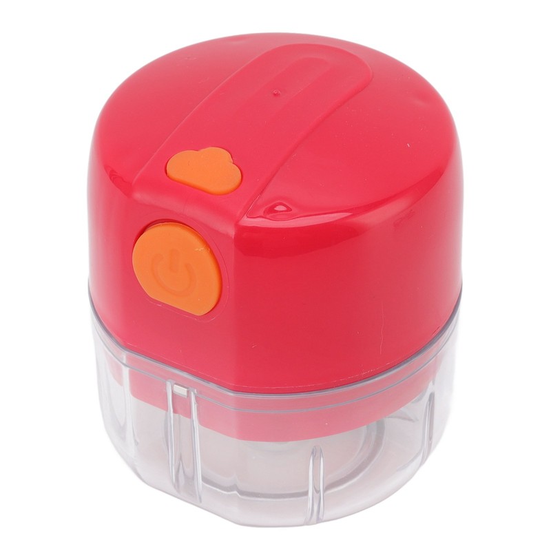 Garlic Chopper USB Charging Portable Red Double Blade 360 Degrees