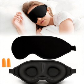 2 Máscaras para Dormir,Antifaz para Dormir de Sueño Contorno 3D,Sleep Mask 3D de Esponja para Ojos con Correa Ajustable,Cubre Ojos para Dormir Ajustable para Hombres y Mujeres,para Dormir,Yoga(Negro)