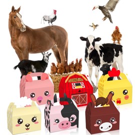 Partystadl 24PCS Farm Animals Party Favor Boxes Farm Theme Birthday Gift Boxes Farmhouse Animals Candy Goodie Treat Boxes for Baby Shower Kids Birthday Party Supplies Decorations