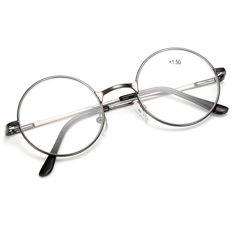 VEVESMUNDO Nickelbrille Lesebrille Runde Retro Klein Metall Lesehilfe Brille Für