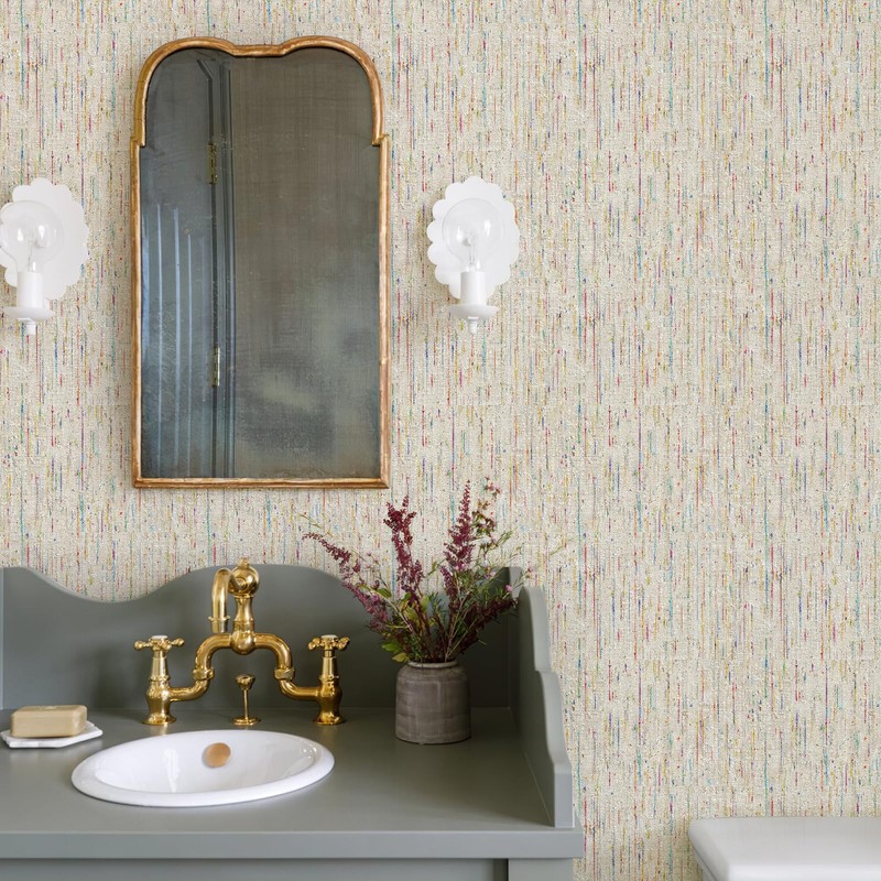 JiffDiff Woven Wallpaper Peel and Stick 17.3" x 120" Colorful