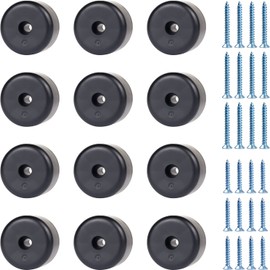 Panexf Furniture Legs, Round, Pack of 12, Feet for Furniture, Furniture Feet, Black, Diameter 40 x Height 25 mm, Cabinet Feet, Furniture Gliders with 24 Screws