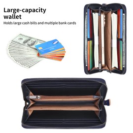 GERUOLA Men's Genuine Leather Zipper Wallet with RFID Blocking, Phone Pocket，Long Zipper Pouch Wallet, Large Clutch Cash Long Wallet with Zipper，Leather Wallets for Men for Checkbook, phone, Cash