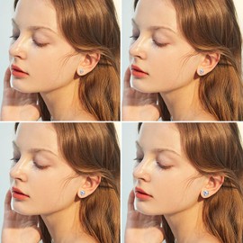 Non-piercing Magnetic Pearl Earrings for Women: Clip on Stainless Steel 5-8mm Faux Pearl Fake Cheater Studs for Christmas Wedding, 4 Pairs Silver