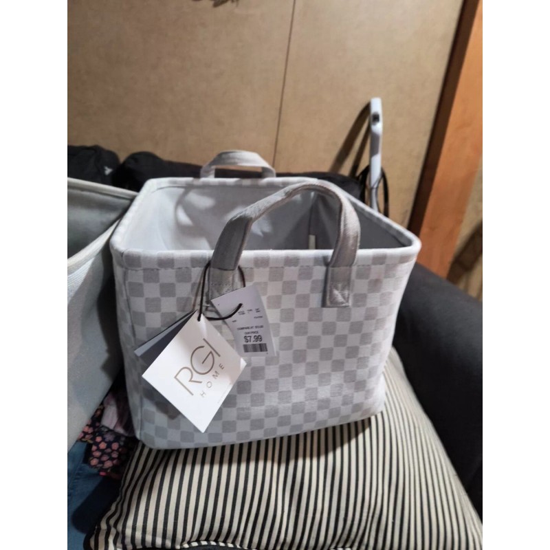 Mainstays Natural Canvas Storage Basket with Handles Multifunctiona