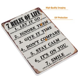 7 Rules of Life Vintage Metal Sign Wall Art, for Living Room, Bedroom, Kitchen, Bathroom