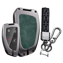 TECART 3/4/5/6 Buttons Fit for Buick Envision Avenir 2024 Key Fob Cover with Keychain Zinc alloy Key fob Case Fit for Chevy Suburban Tahoe, GMC Yukon Denali Sierra Silverado Dark green