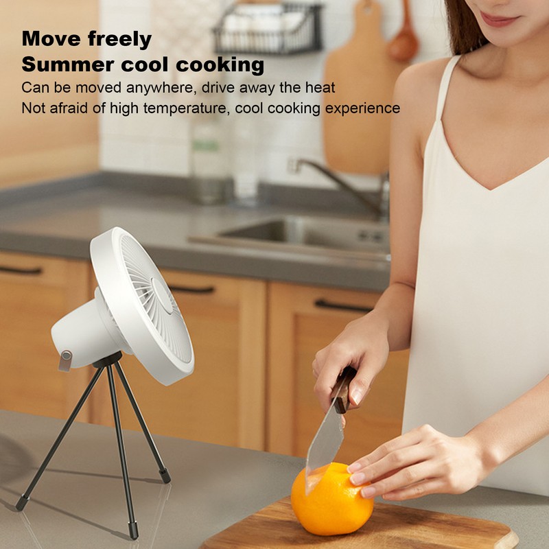 Portable Tripod Stand Fan USB Rechargeable Camping Hanging Fan with