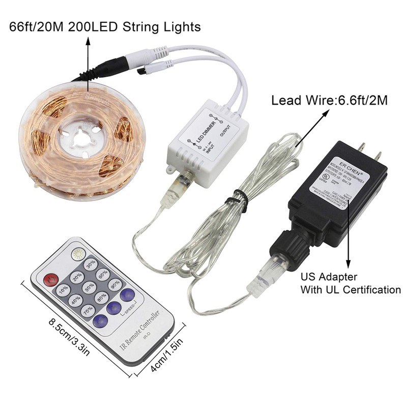 ER CHEN 66ft Led String Lights,200 Led Starry Lights on