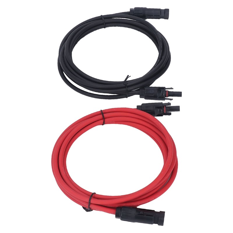 2pcs 12AWG 4mm² Solar Panel Extension Cable Black Red Solar