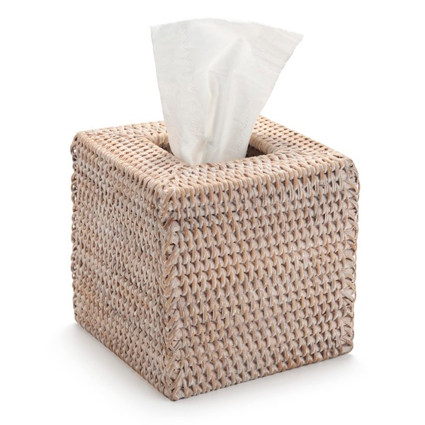 Rattan Tissue Box Cover Natural Woven Facial Napkin Holder Square