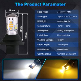 GLOFE 7443 7444 3030SMD sin errores, doble color, tipo 2, conmutador, DRL, luces LED intermitentes, sin hiperflash, resistencias integradas, todo en uno