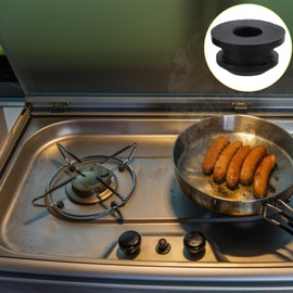 MHMondawn Pack of 12 pot carrier rubbers, rubber feet, rust rubber feet, compatible with pot supports with 5 mm rods from Smev and Thetford motorhome stoves, accessories, black