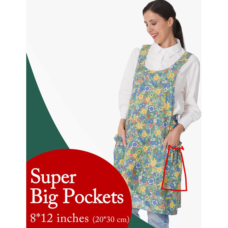 APRONNER Cozy Adjustable Cross Back Aprons for Women with Pockets