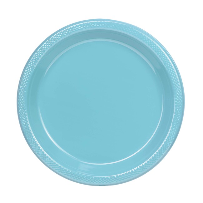 Exquisite Plastic Dessert/Salad Plates - Solid Color Disposable Plates - 50 Count … (10 Inch., Light Blue)