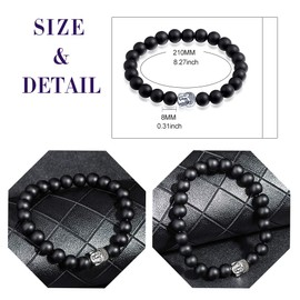 Feilok Buddha Partner Bracelet Real Natural Stones Chakra Bracelet Stretch Bead Bracelet Friendship Bracelet BFF Chains for Men Women, Stone Metal