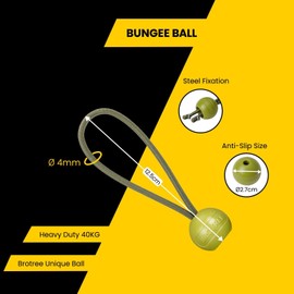 Brotree Bungee Cords with Balls 50 Packs 12.5cm Tarpaulin Bungee Balls Bungee Ties Heavy Duty for Tent, Tarpaulin, Flag Pole and Camping - Army Green