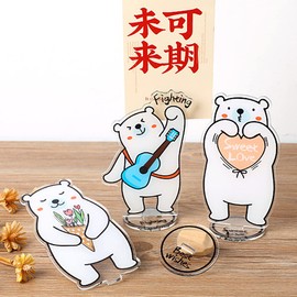 Set of 3 White Bear Polaroid Photo Holder, Table Picture Display Clip Stand for Picture Memo Cards Paper Note Postcards Place Card Display, Home Office Desk Ornaments