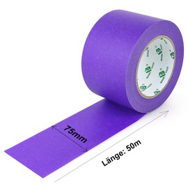 BOMEI PACK Purple 75mm x 50m Multi-Surface Masking Tape for Painting, Painter's Tape, 1 Roll 75mm Wide Painter's Masking Tape