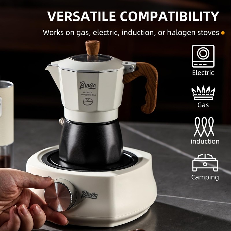 Bincoo Espresso Maker Stovetop - 2 Cup/120ML Small Stove Top