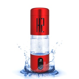 YPINSUN Hydrogen Water Bottle Generator,5000PPB Portable Hydrogen-Rich Water Maker with LCD Display, 2 Modes (3000/5000PPB), Compact & Lightweight, Red Aluminum Bottle for Office, Gym, Running