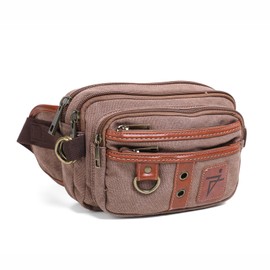 Waxed Canvas Waist Pouch with Adjustable Strap, Fanny Pack for Men J0322 (Brown)