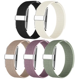 Oanux 5 Pack Nylon Loop Wristband Compatible with Hume Band Replacement 1.0, Hook and Loop Breathable Soft Strap for Fitness Tracker Women Men