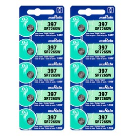 Murata 397 Battery SR726SW 1.55V Silver Oxide Watch Button Cell (10 Batteries)