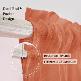 MIULEE Burnt Orange Linen Textured Sheer Curtains 84 Inch Length for Bedroom/Living Room Semi Transparent Farmhouse Fall Decor Window Net Panels with Rod Pocket 2 Panels W 54 x L 84 Inches