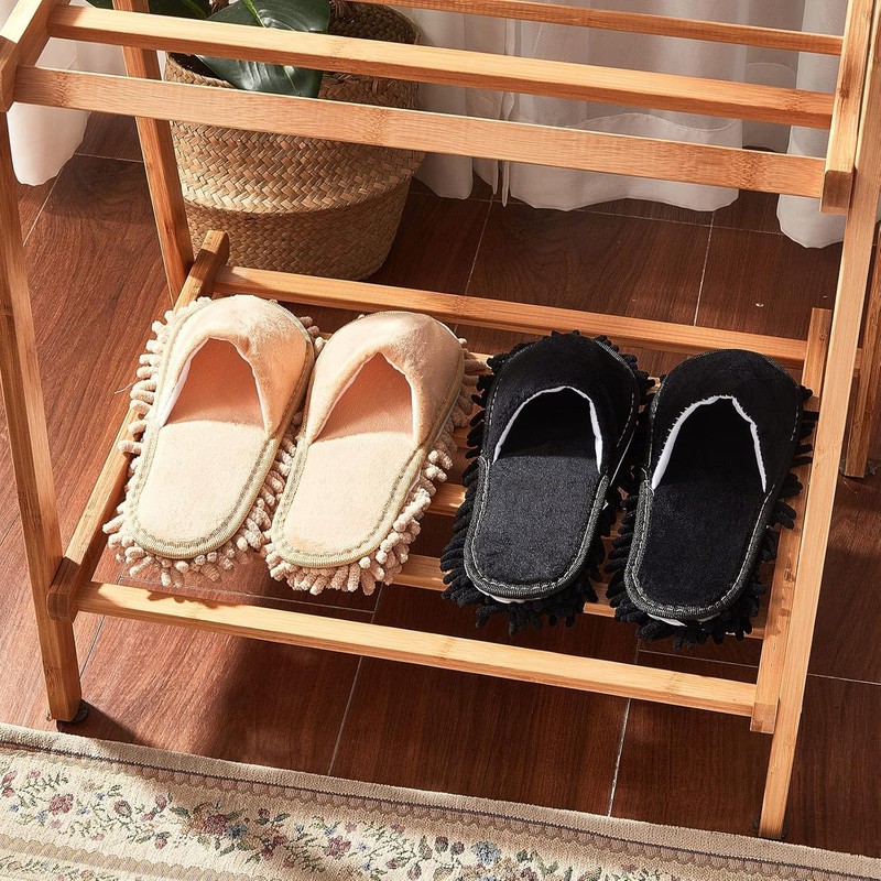 4Pcs Floor Mop Shoes, Microfiber Cleaning Mop Slippers Washable Floor