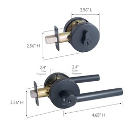 Design House 582650 Eastport Entry Combo with Keyed Entry Lever and Deadbolt, Matte Black