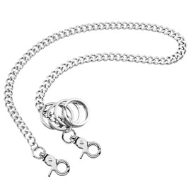 FdcLixuvol Wallet Chain Heavy Duty Pocket Keychain 23 inch with 5 Keyrings Punk Trousers Pants Chain for Pants Keys Belt Goth Accessories (Silver)