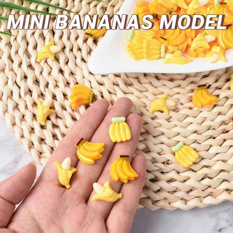 Hanycon 100pcs Artificial Bananas Tiny Bananas Miniature Banana for Home