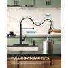 FORIOUS Black Kitchen Faucet with Soap Dispenser, Single Handle Stainless