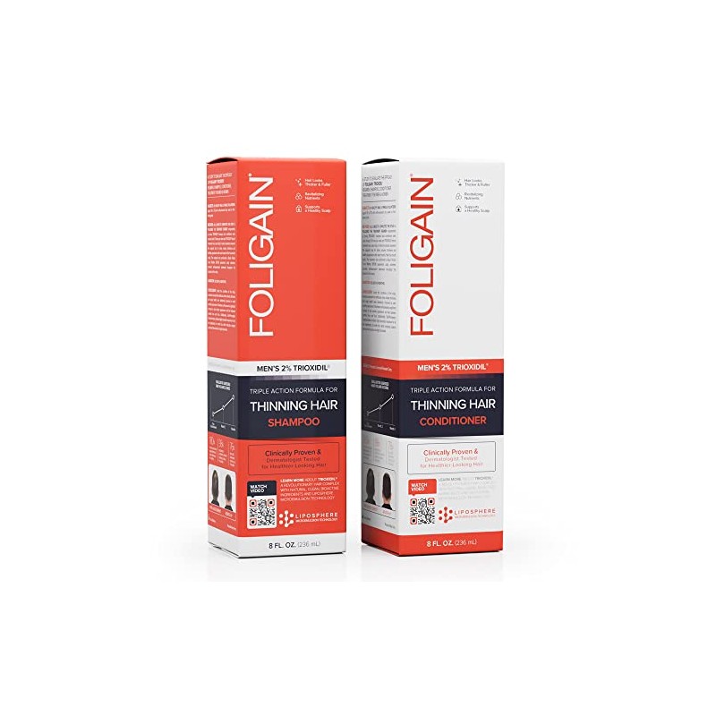 FOLIGAIN pack Shampoo con 2% Trioxidil mas acondicionador con 2%