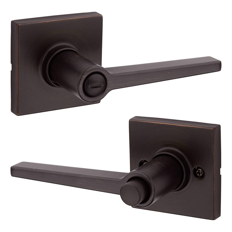 Kwikset Safe Lock Daylon Lever Square Rose Privacy Lock Satin