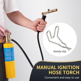 TAUSOM Propane Torch Hose Kit Long 3.93 ft- Heavy Duty MAPP Gas Torch Head with Adjustable Flame,Heat 2600℉ Soldering for Piping, Copper Tubing, Professional Grade DIY Soldering Kit