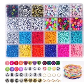 2160 Pieces 4 mm Beads for Bracelets Bracelet Set DIY with Beads Letters A-Z Letter Beads Set, Round Letter Beads for Threading Adults for Parties, Holidays, Birthdays etc