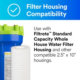 Filtrete Standard Capacity Whole House Grooved Water Filter, 5 Microns, Universal Filter, Sump Style Drop-In Filter, 2-Filters (4WH-STDGR-F02)