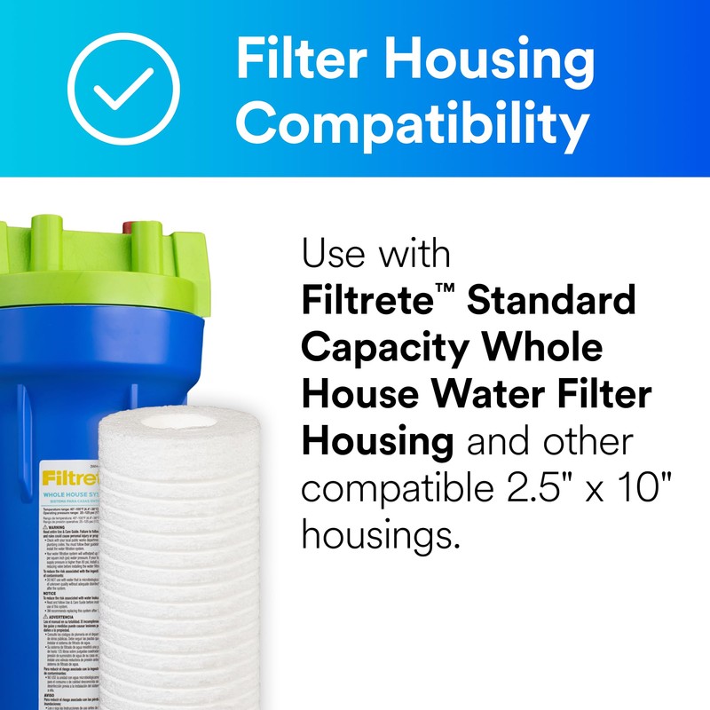 Filtrete Standard Capacity Whole House Grooved Water Filter, 5 Microns,