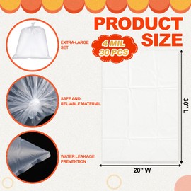 LemonRoad 30 Pcs Turkey Brining Bags 20"x30" 4 Mil Food Grade 5 Gallon Bucket Liner Great for Turkey Chicken Beef Thanksgiving Food Heavier Duty Materials, Extra Leak Proof