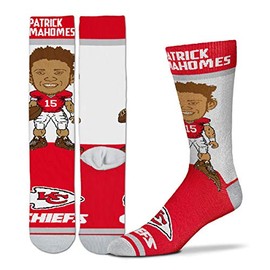 Kansas City Chiefs Patrick Mahomes #Player Calcetines por For Bare Feet (jóvenes, mediano y grande disponible), Multicolor, Youth Fits 13,1-5