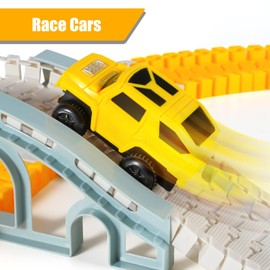260 PCS Construction Race Tracks for Kids Toys, 2 Racing Cars, 4 Construction Cars, 1 Map & Flexible DIY Track Set, Engineering Toys for 3 4 5 6 Year Old Boys Girls