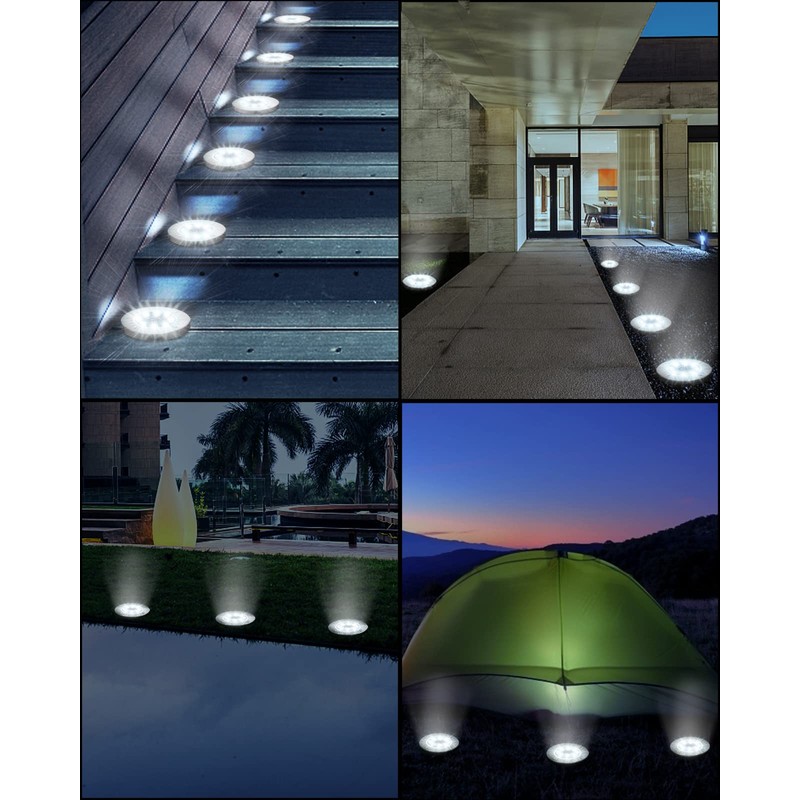 UFOND 12 Pack Solar Ground Lights，Outdoor Waterproof LED Gardenlight, Disklights