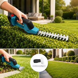 2-in-1 Cordless Hedge Trimmer and Grass Shear – 21V Handheld Garden Tool for Shrubs, Lawn Edges and Pruning