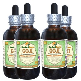 Goji (Lycium Barbarum) Glycerite, Organic Dried Berries Alcohol-Free Liquid Extract (Brand Name: HerbalTerra, Proudly Made in USA) 4x4 fl.oz (4x120 ml)