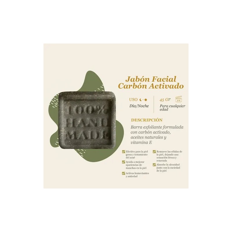 Jabón Facial Carbón Activado Antiacné Y Exfolia Matimati 45g