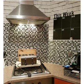 LPS Pack of 10 Silver black grey stone effect mosaic tile stickers transfers stick on wall tile peel and stick bathroom kitchen