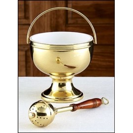 Gold Holy Water Pot With Sprinkler Set